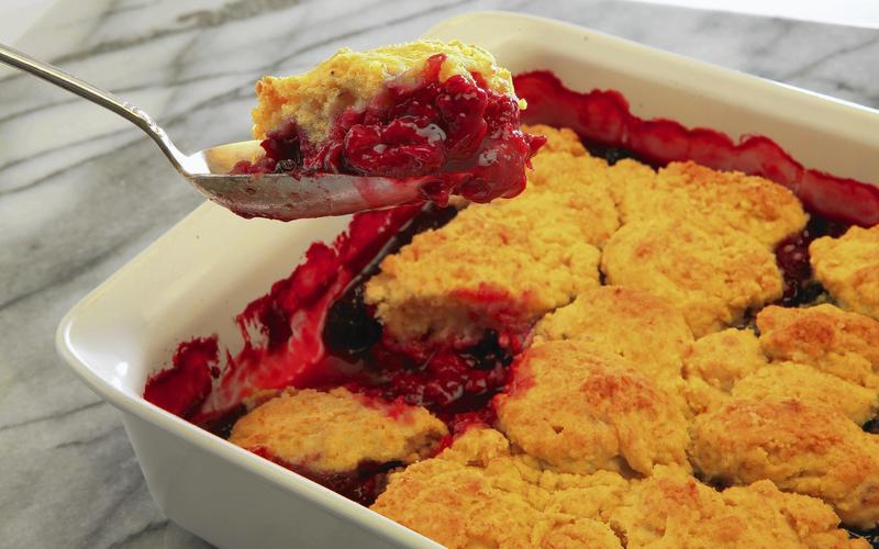 Mixed berry cobbler with orange-scented biscuits