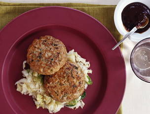 Moo Shu Chicken Patties with Seared Napa Cabbage
