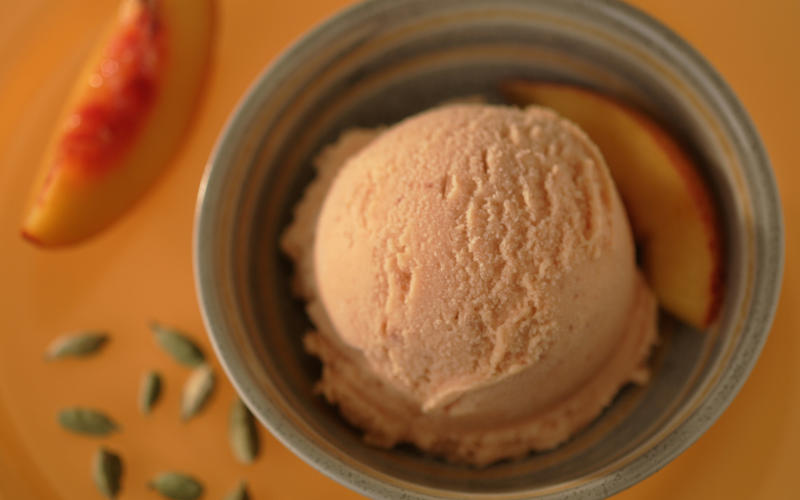 Nectarine-cardamom ice cream