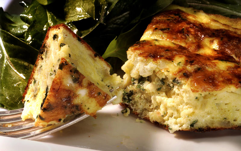 Nettle frittata with green garlic and ricotta