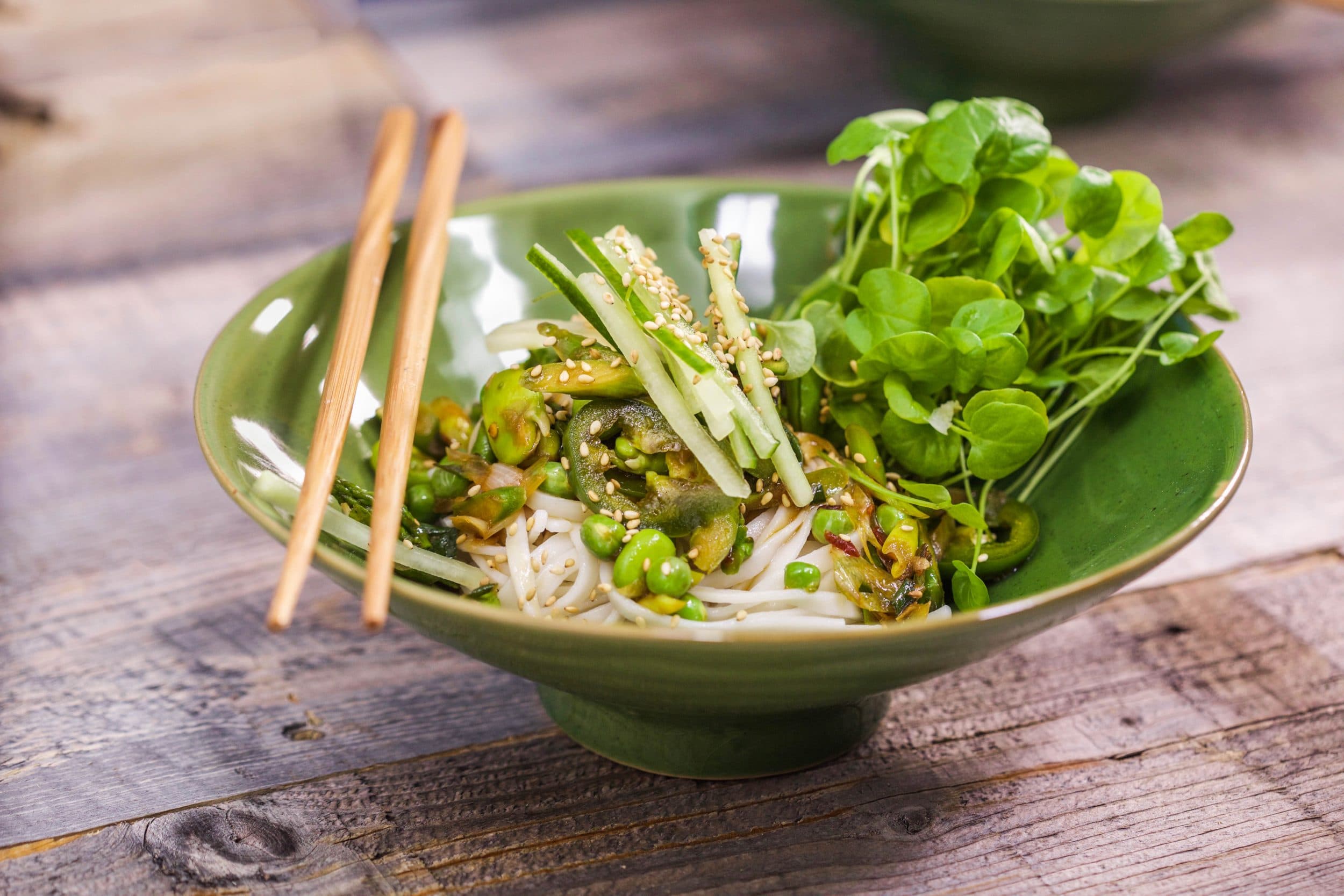 Noodle Bowls With Green Veggies