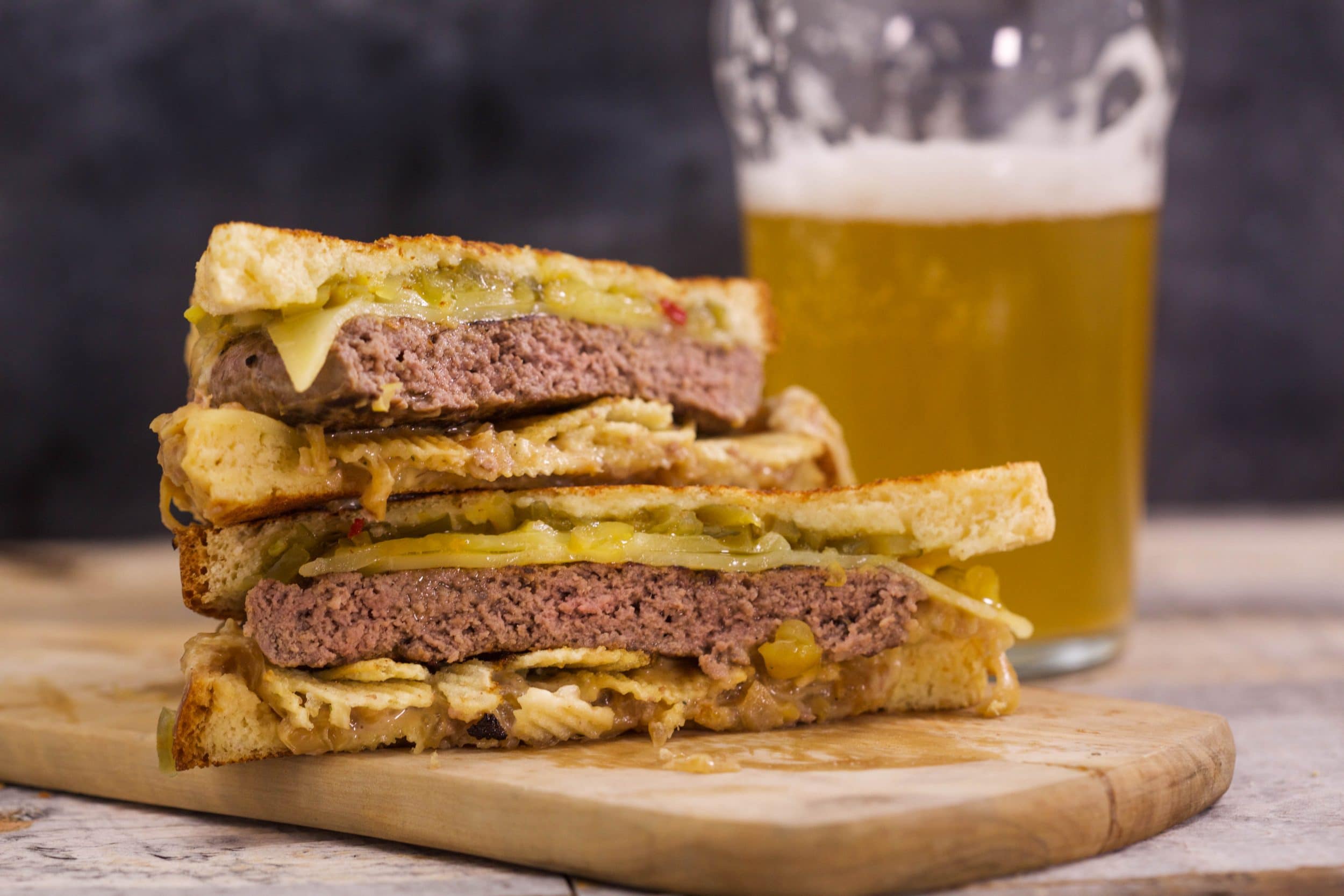 Onion Dip-n-Chips Patty Melt