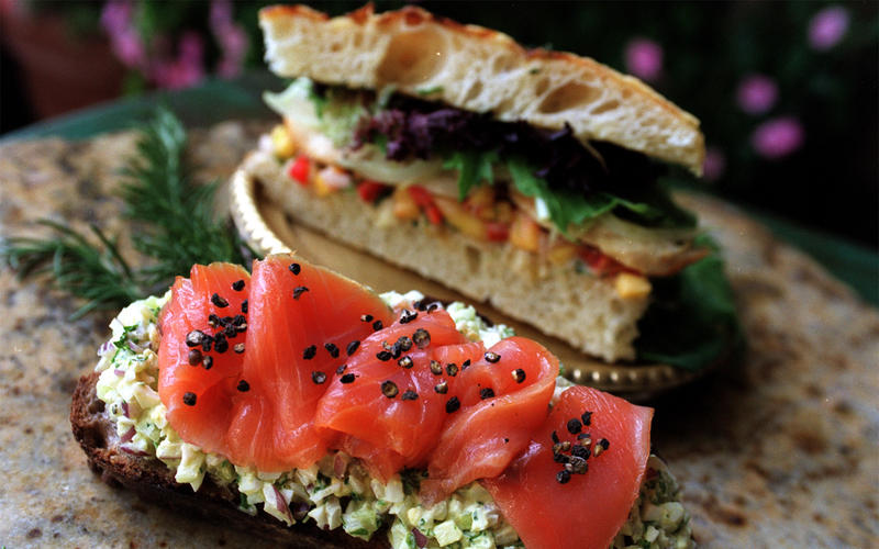 Open-Face Smoked Salmon and Egg Salad Sandwiches
