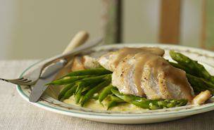 Orange-Balsamic Chicken with Asparagus, Green Beans and Polenta