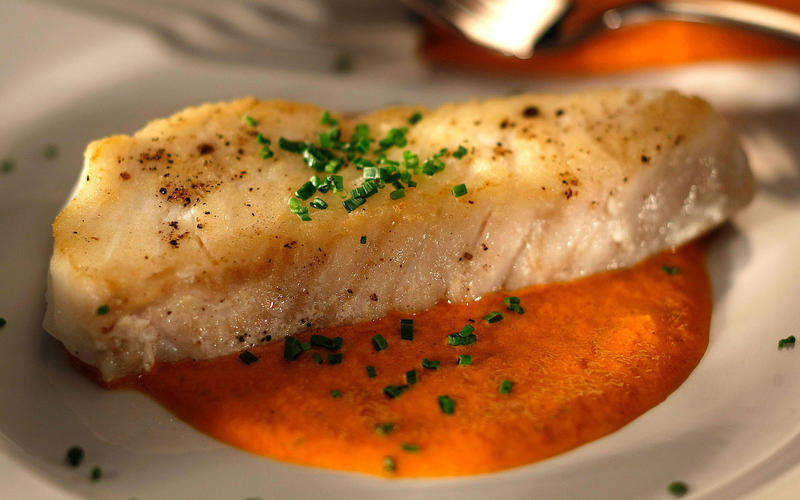 Pan-fried fish fillet with rouille