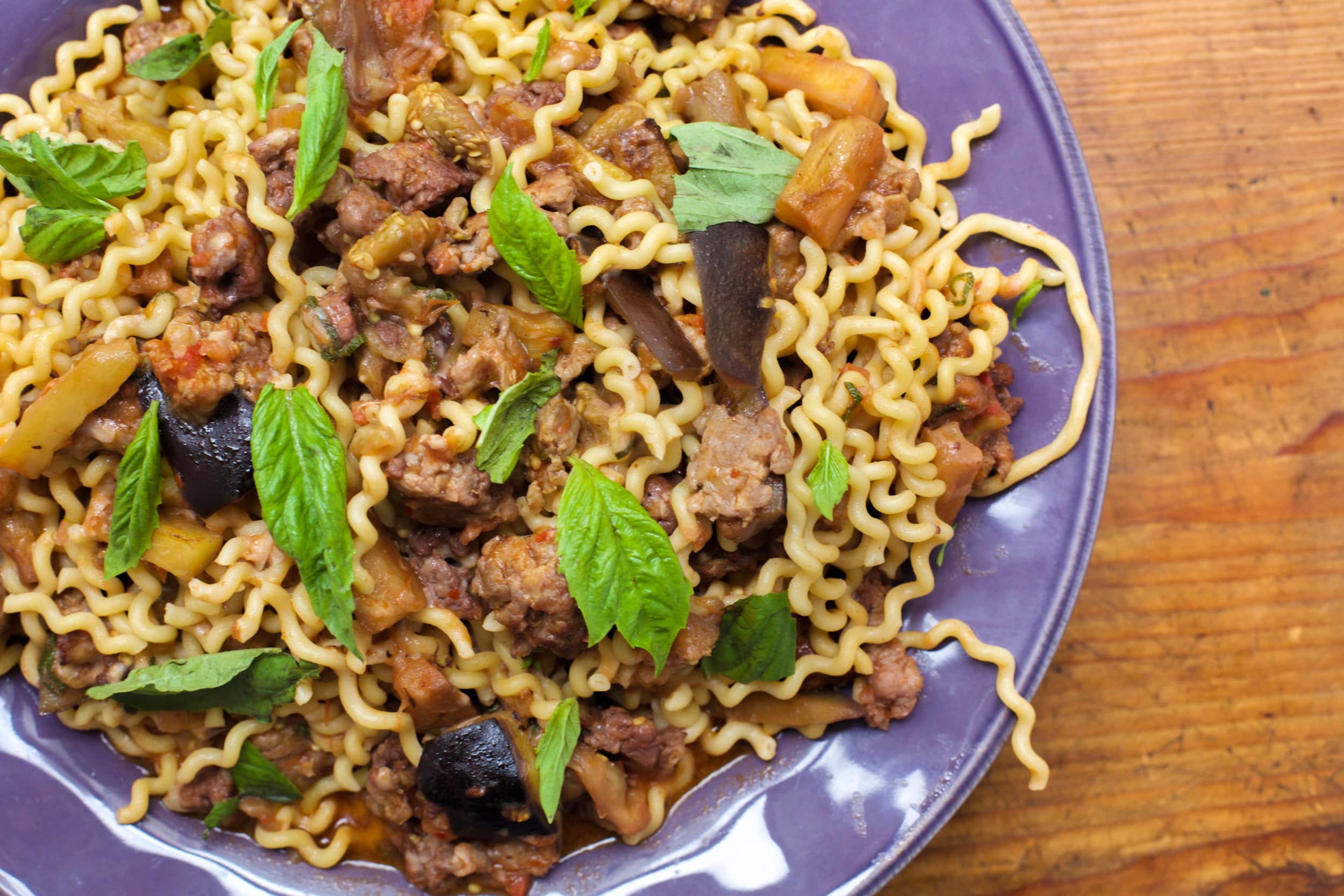 Pasta alla Norma with Sausage