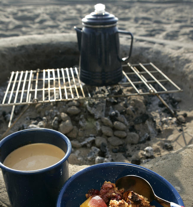 Peach, blackberry and almond crisp