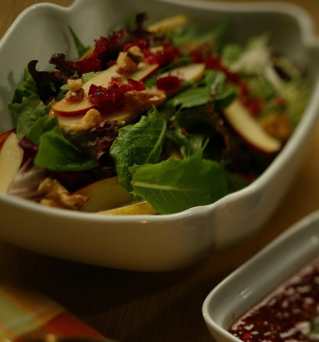 Pear and Apple Salad With Cranberry Vinaigrette