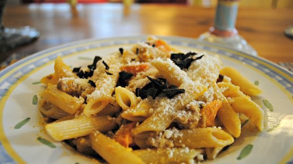Penne with Pumpkin and Sausage
