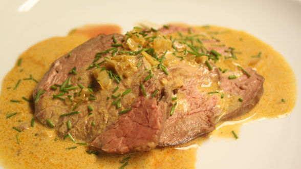 Petite Filet or Venison Loin with Pommery Mustard Cream Sauce