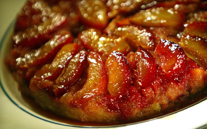 Plum upside-down cake