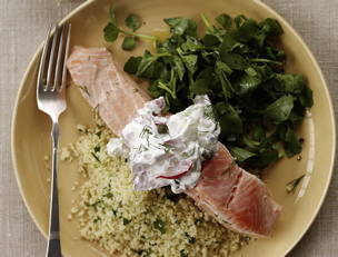 Poached Salmon and Parsley Couscous