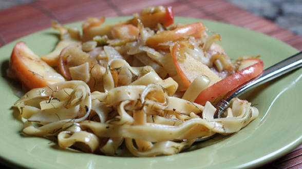 Pork Chops with Fennel, Apple, Onion and Cider Sauce