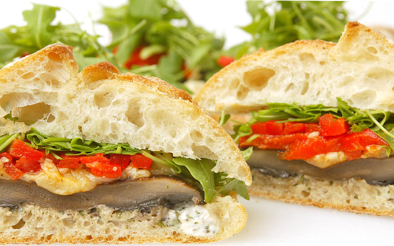 Portobello and wild arugula sandwiches