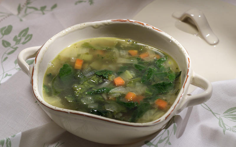 Pot herb soup (mustard greens, spinach, arugula)