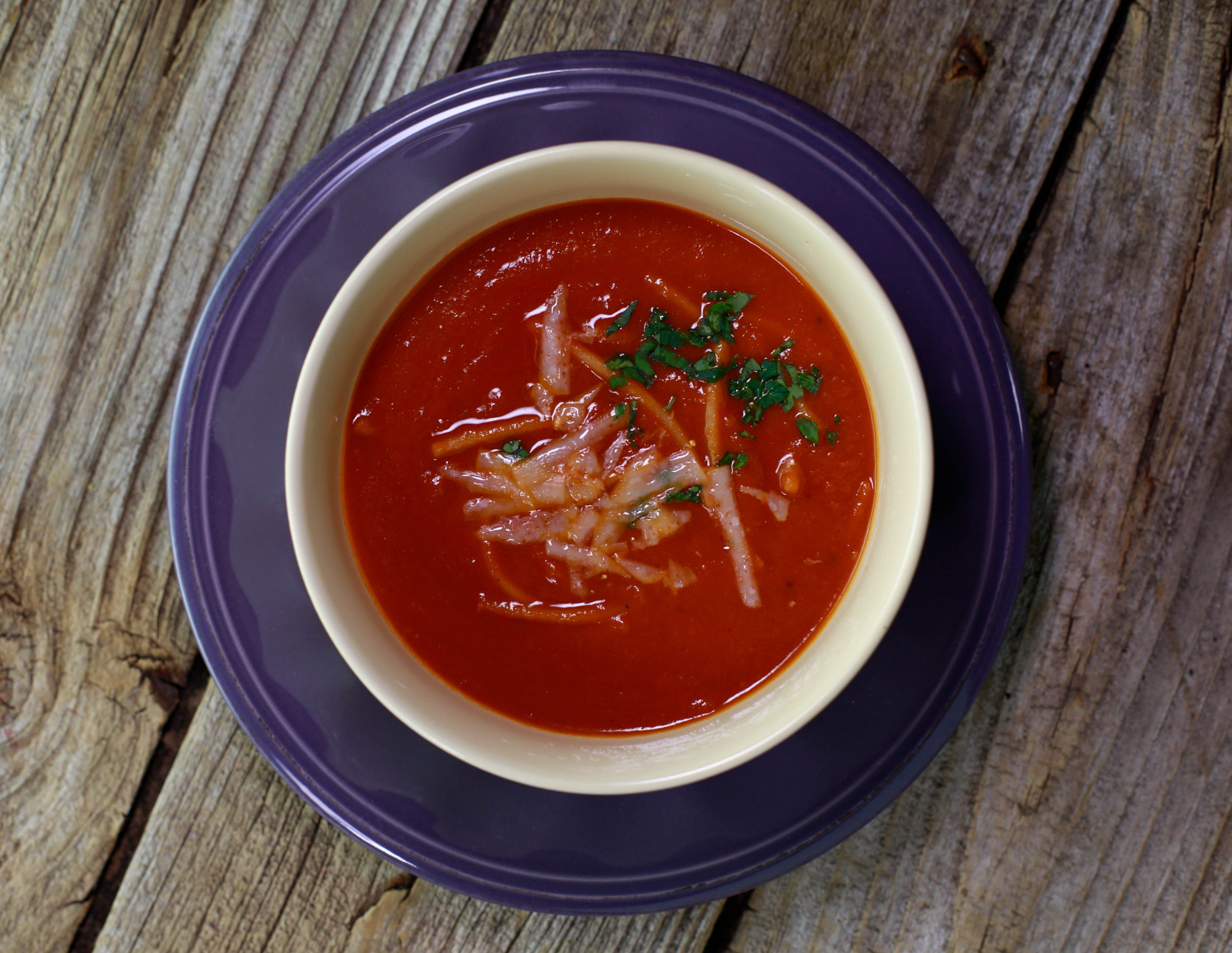 Quick Tomato Soup with Balsamic Vinegar and Toasted Pasta
