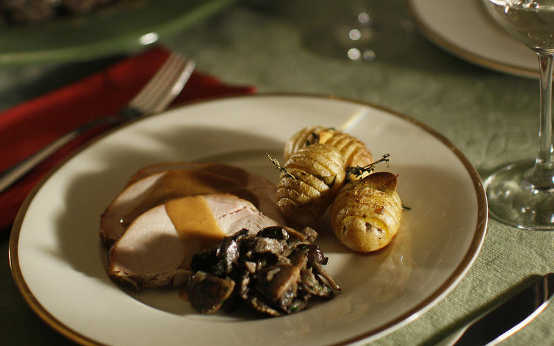 Roast turkey with wild mushrooms