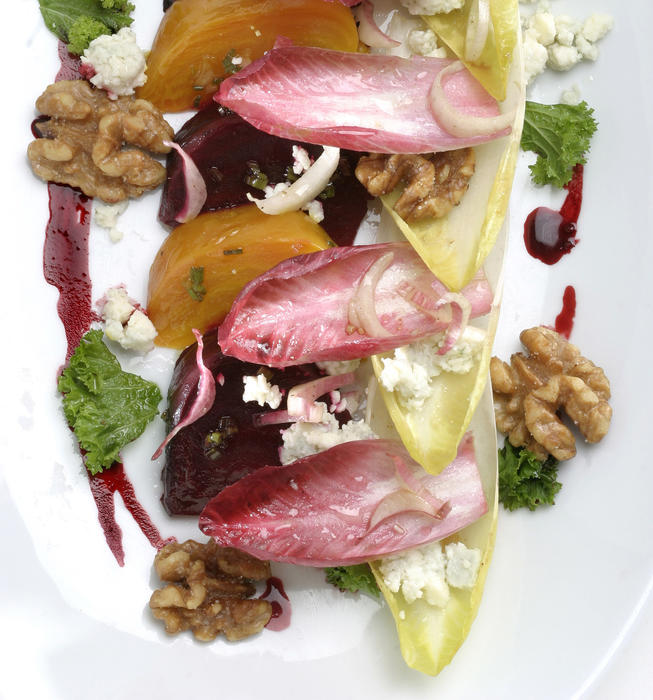 Roasted beets with Cabrales blue cheese, endives and walnuts