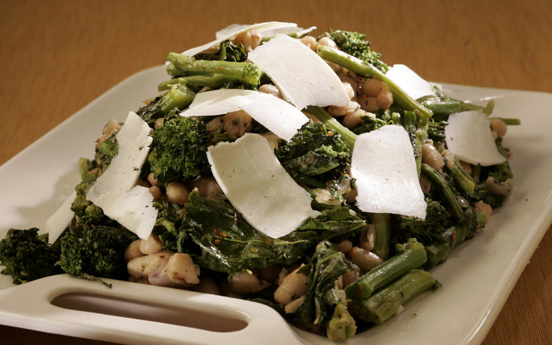 Roasted broccoli rabe with white beans and ricotta salata