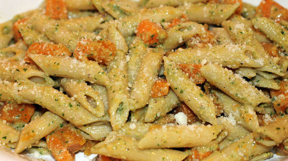 Roasted Pumpkin Penne with Autumn Pesto
