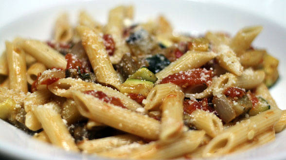 Roasted Ratatouille Pasta with Cherry Tomatoes