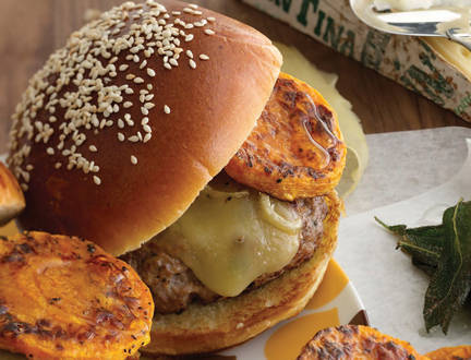 Sage-Scented Burgers with Fontina and Roasted Squash