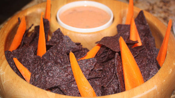 Salsa Cheddar Dip with Witches Hats