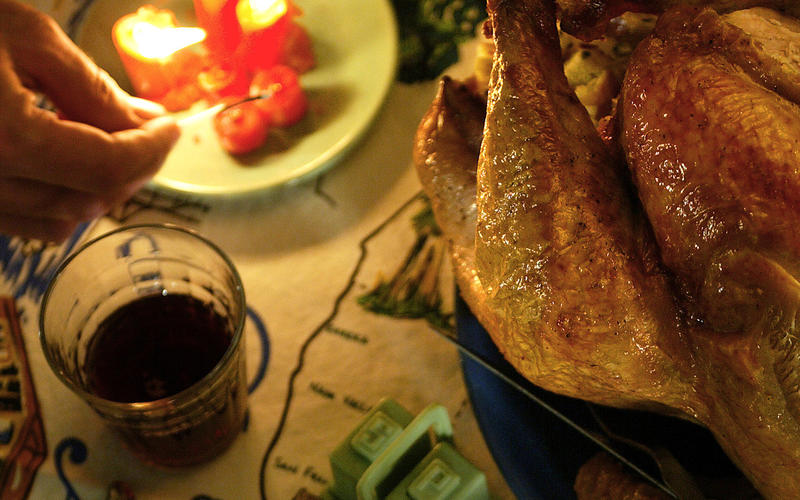 Salt-cured turkey with focaccia stuffing