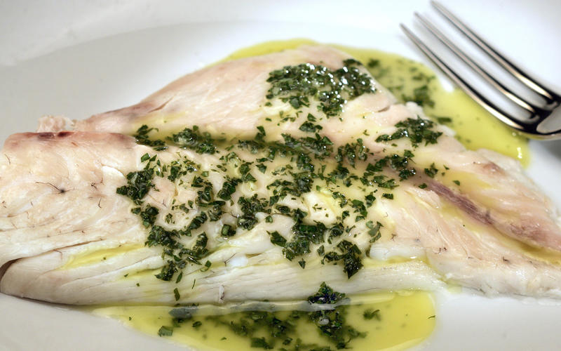Salt-roasted whole snapper with parsley sauce
