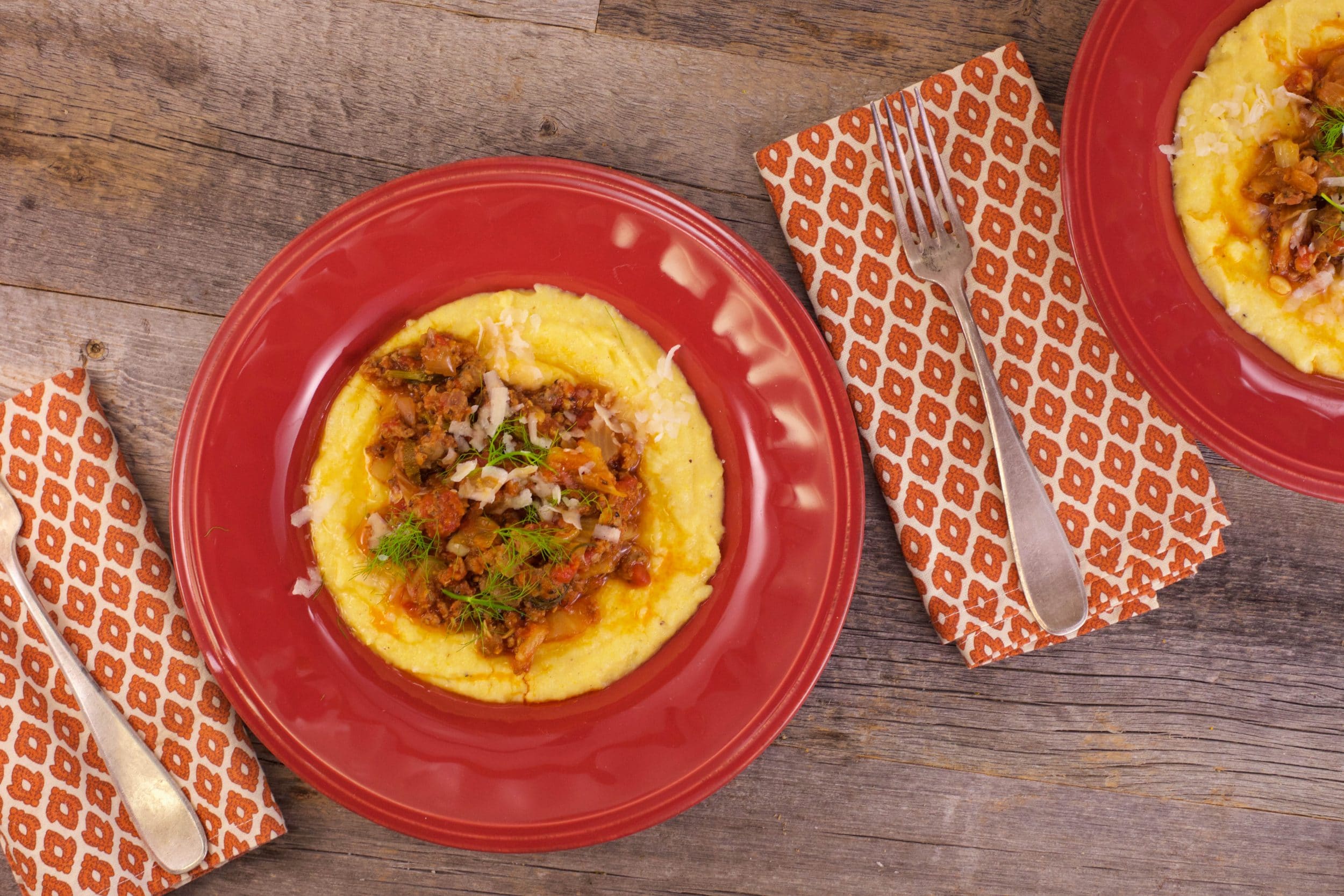 Sausage Ragu and Creamy, Cheesy Polenta