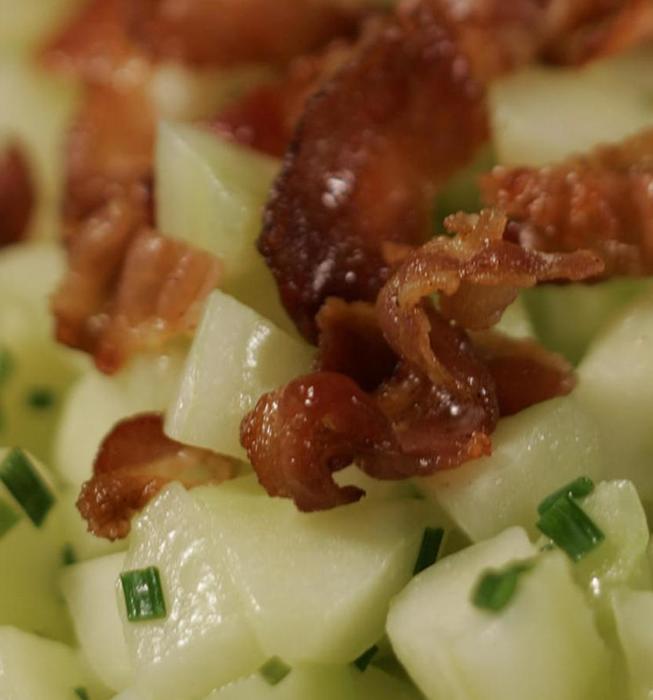 Sauteed cucumbers with pancetta