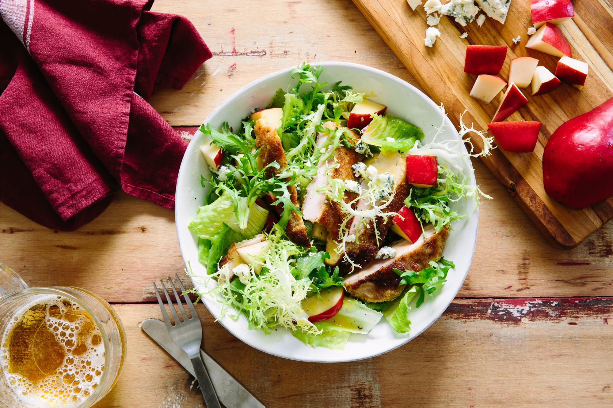 Schnitzel and Pear Salad with Wheat Beer Vinaigrette 