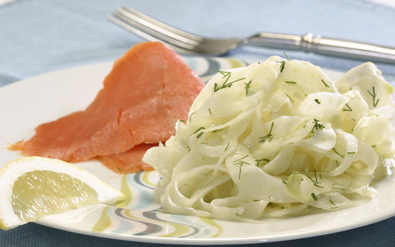 Shaved fennel salad with smoked salmon
