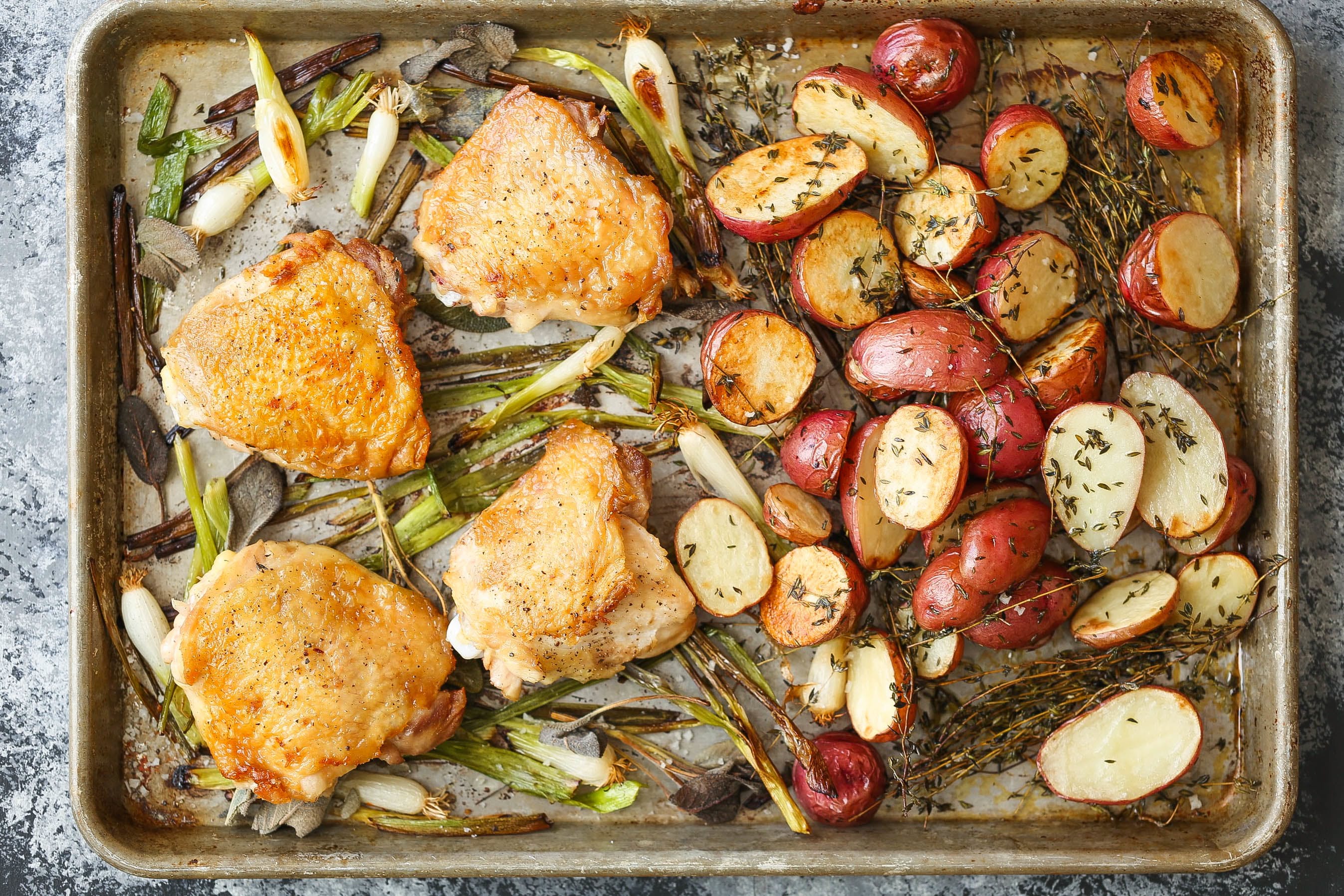 Sheet Pan Chicken with Red Potatoes and Sage