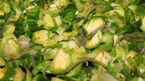 Sherry-Shallot Warm Brussels Sprouts Slaw
