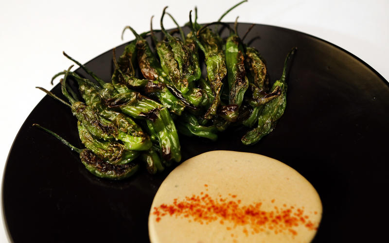 Shishito peppers with tonnato and huamei