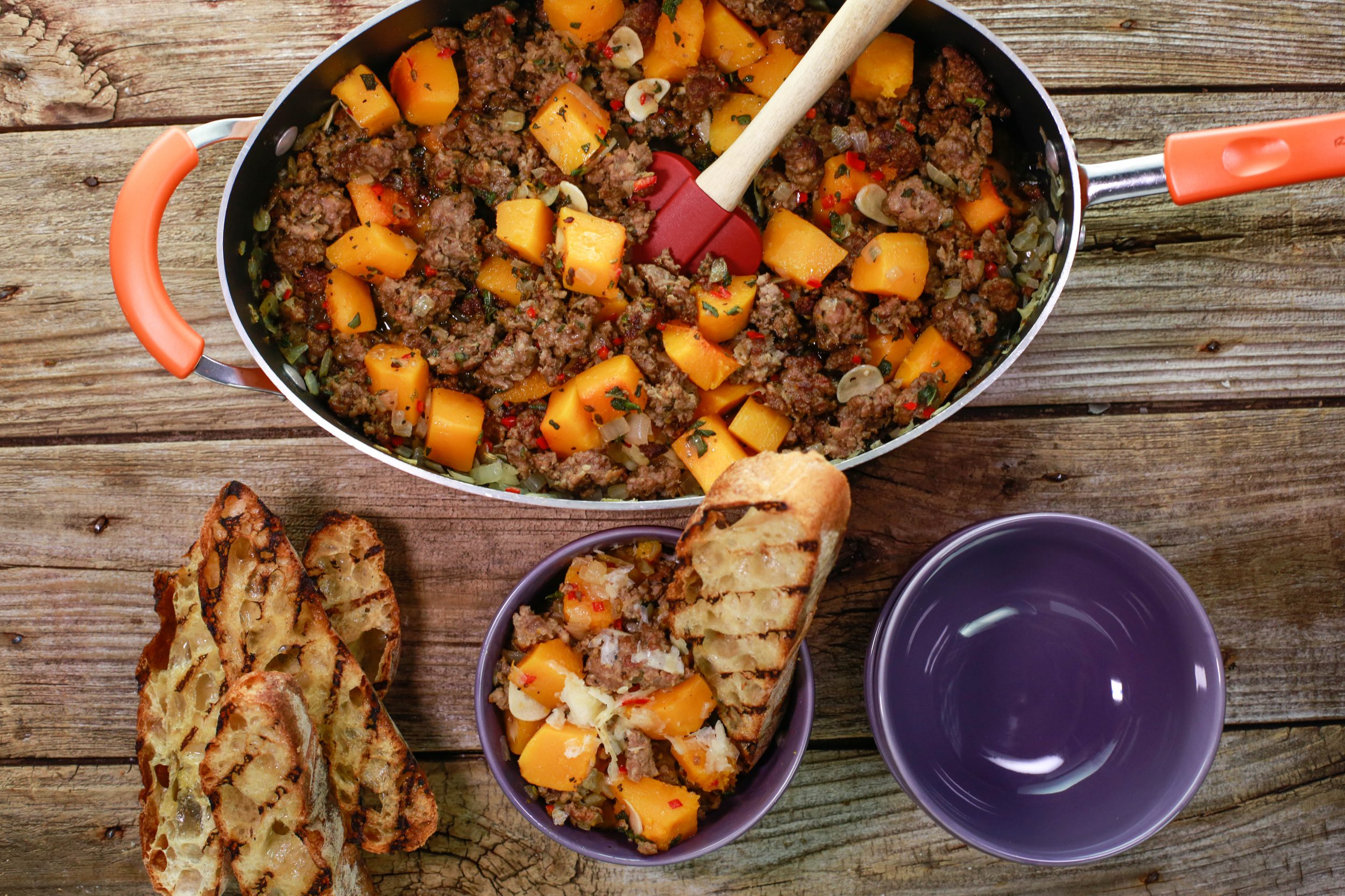 Skillet Dinner Sausage & Butternut Squash Skillet Supper