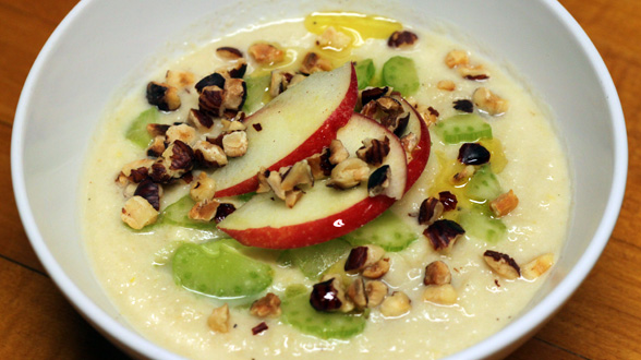 Sopa de Apio Nabo: Celery Root Soup, Hazelnuts and Apple