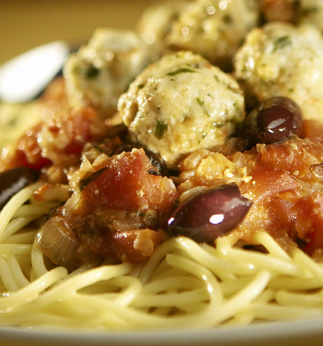 Spaghetti and monkfish meatballs