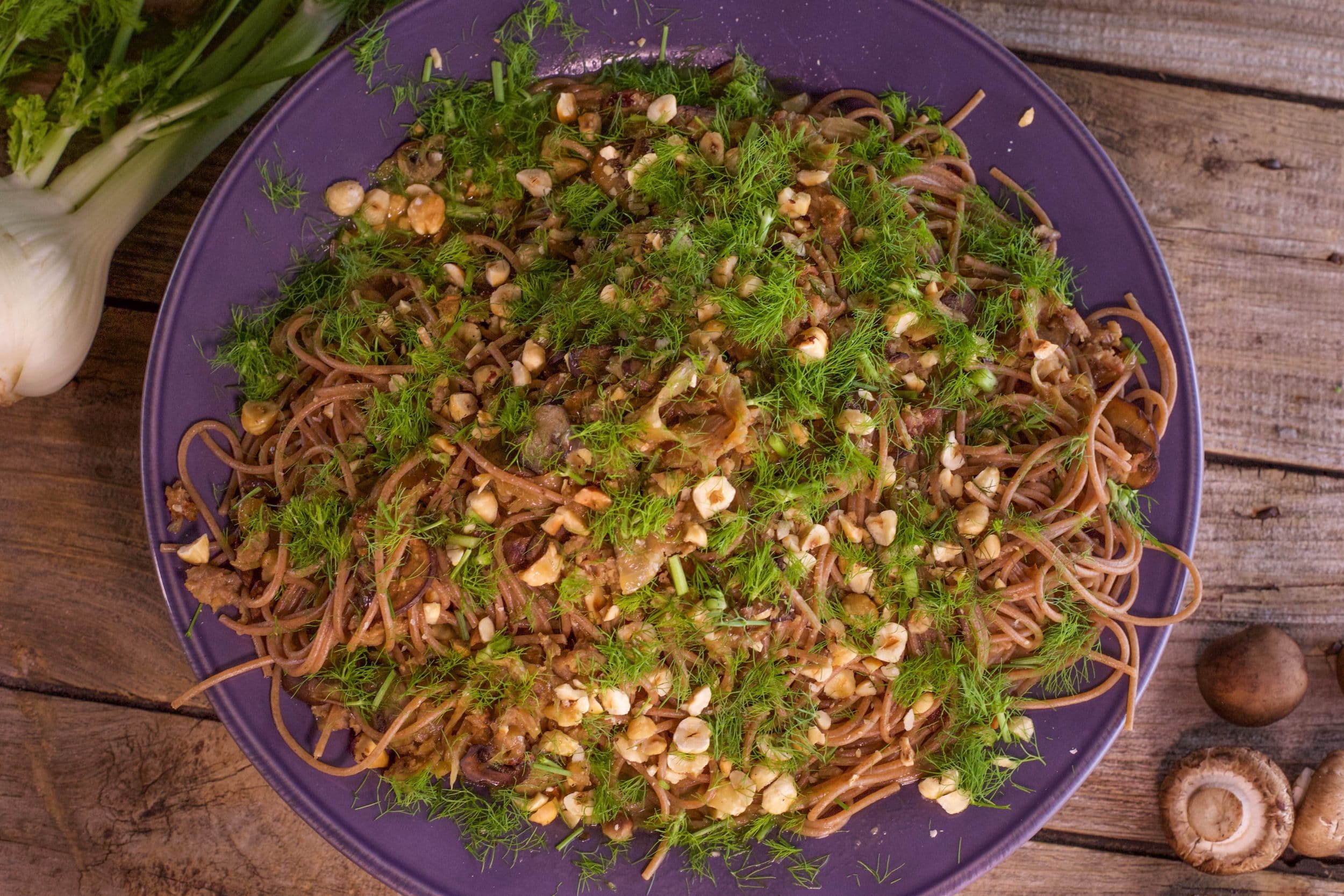 Spaghetti with Sausage, Mushrooms and Fennel