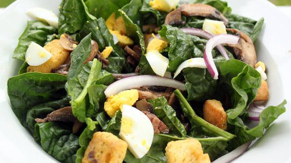 Spinach Salad on Garlic Croutons