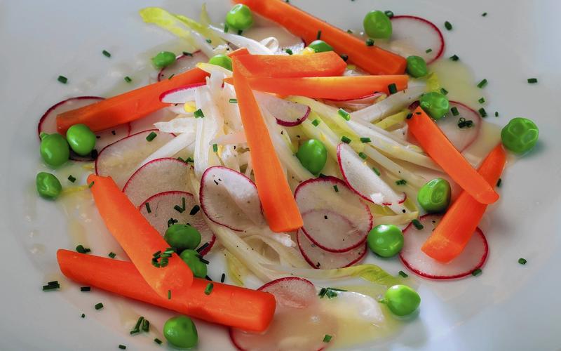 Spring vegetable salad with l'Arpege's aigre-doux