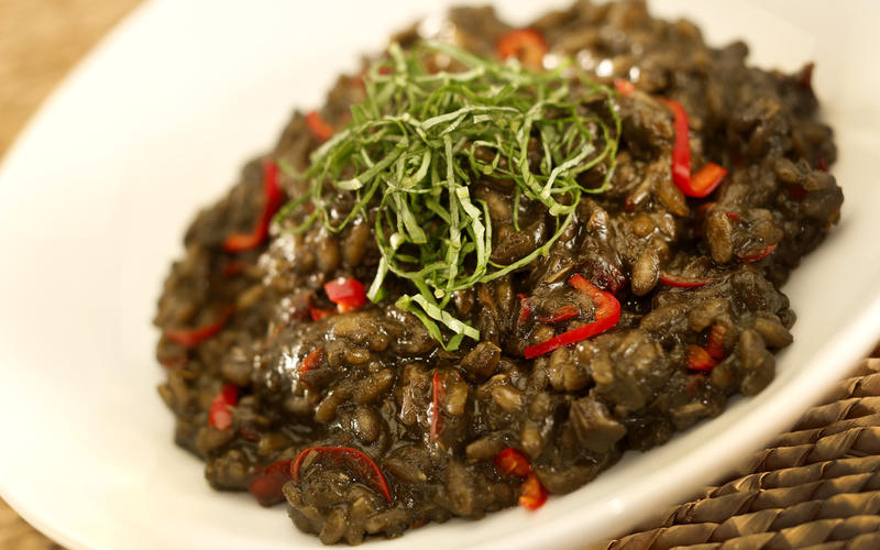 Squid ink risotto