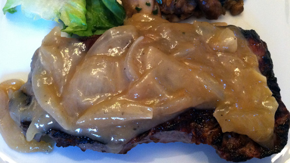 Stay Home for a Steakhouse Supper: Steaks with French Onion Sauce