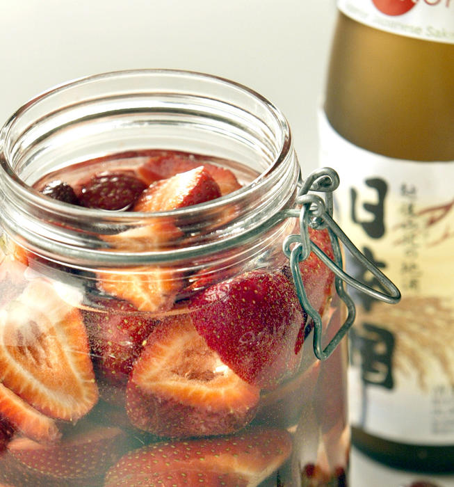 Strawberry- infused sake