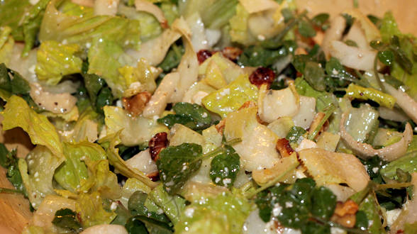 Sweet and Bitter Greens Salad with Gorgonzola Blue Cheese Dressing