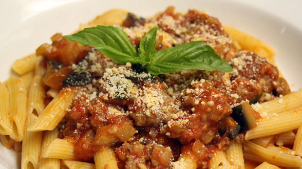 Sweet Sausage and Eggplant Penne