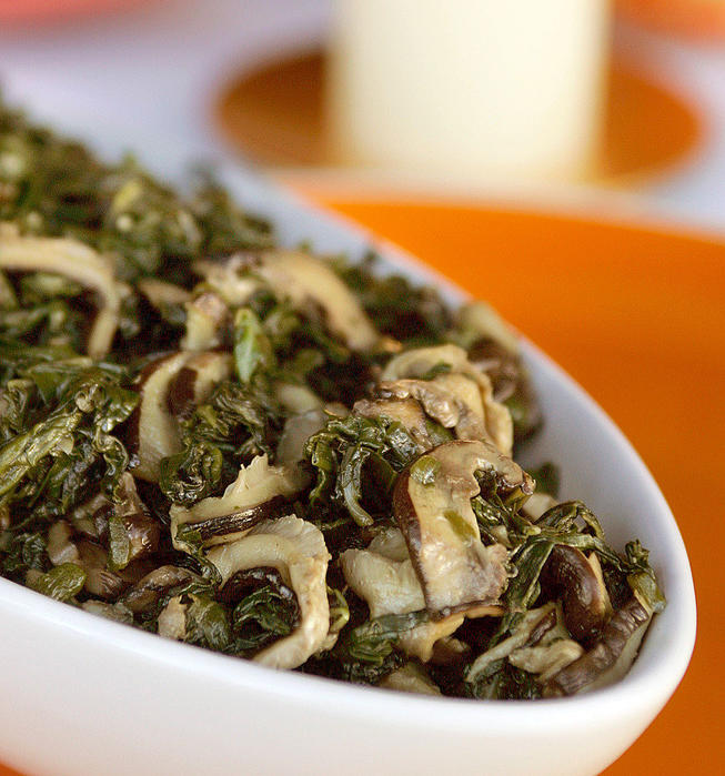 Swiss chard and shiitakes with poblanos