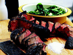 T-Bone Fiorentina with Sautéed Spinach