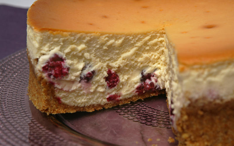 Tall and creamy cheesecake